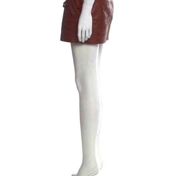 veronica beard brown leather mini skirt size 0 - Picture 2 of 6